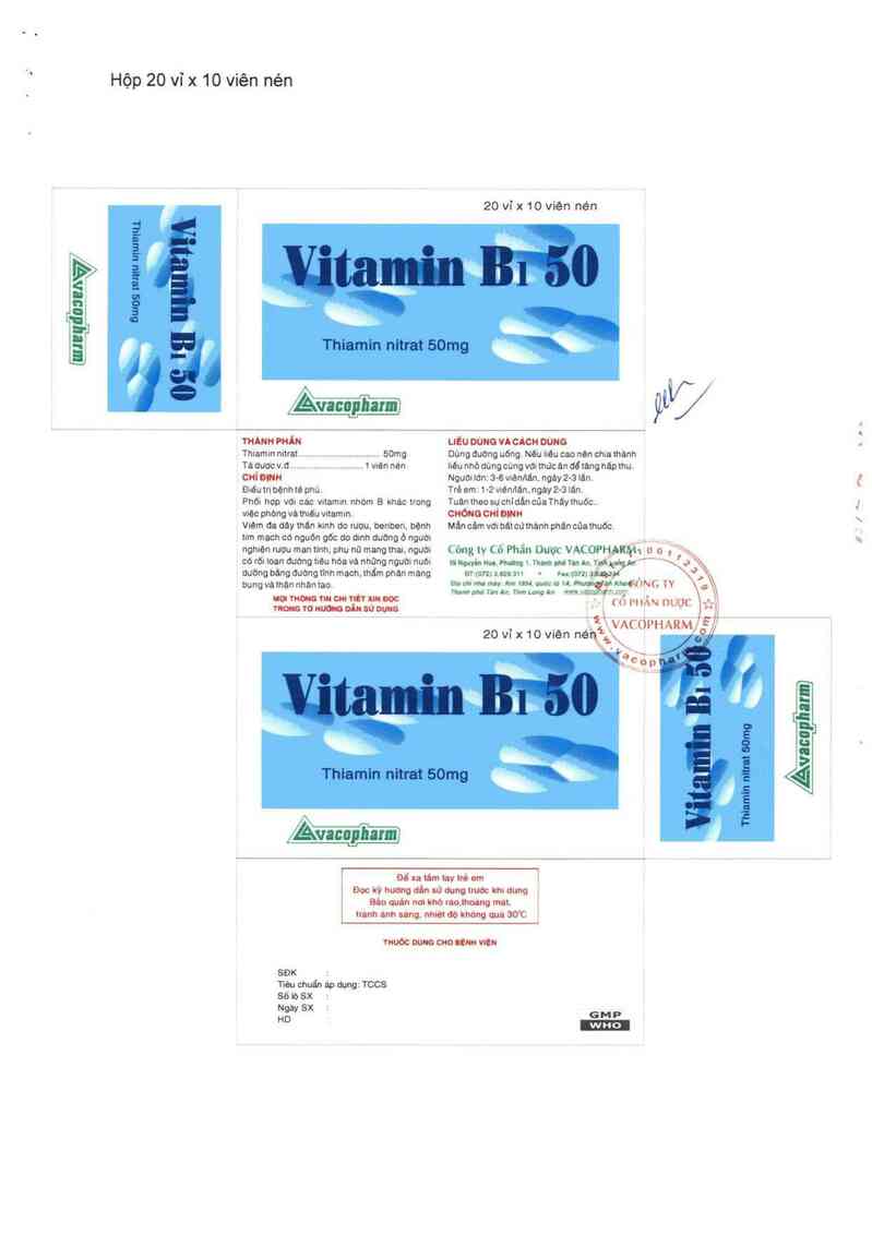 thông tin, cách dùng, giá thuốc Vitamin B1 50 - ảnh 1