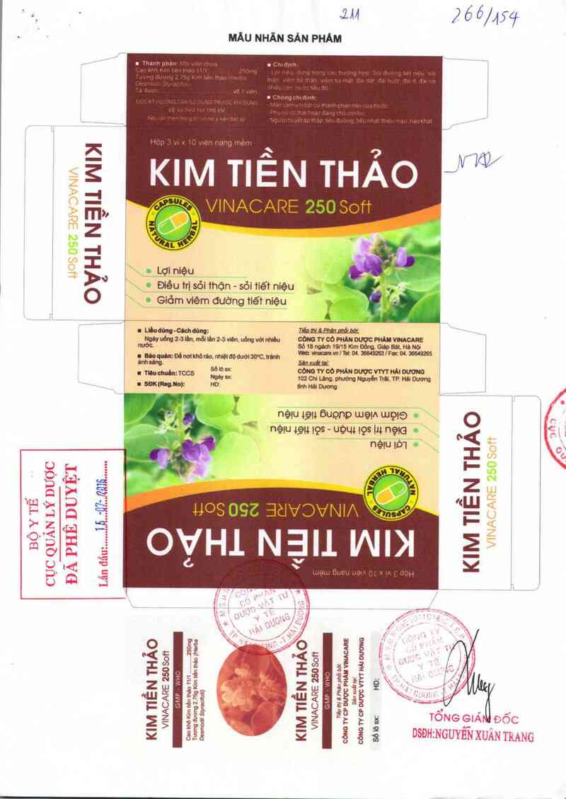 thông tin, cách dùng, giá thuốc Kim tiền thảo Vinacare 250 Soft - ảnh 0