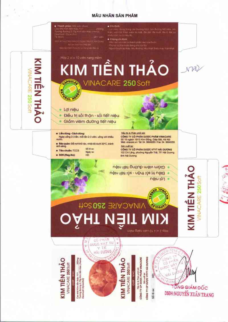 thông tin, cách dùng, giá thuốc Kim tiền thảo Vinacare 250 Soft - ảnh 1