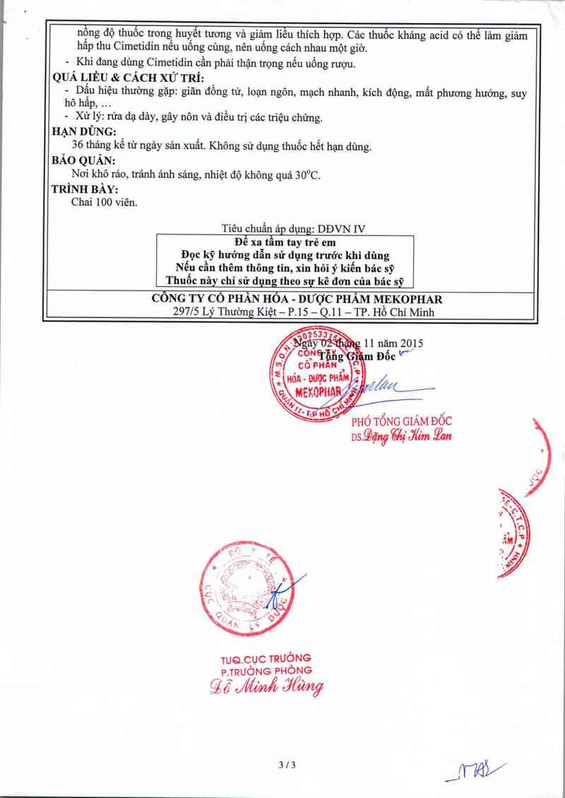 thông tin, cách dùng, giá thuốc Cimetidine 300mg - ảnh 3