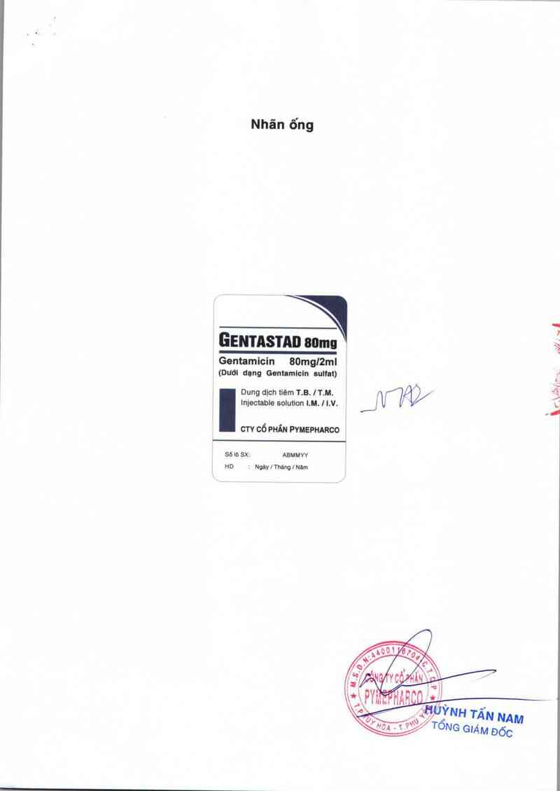 thông tin, cách dùng, giá thuốc Gentastad 80mg - ảnh 1