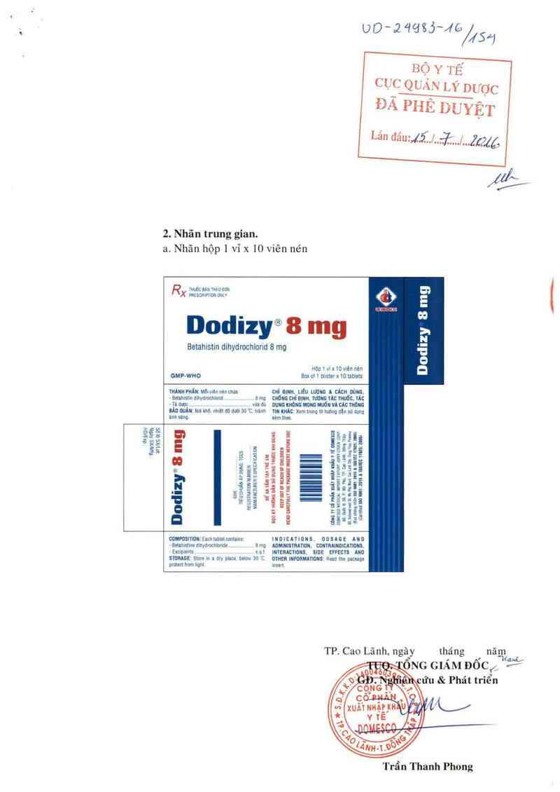 thông tin, cách dùng, giá thuốc Dodizy 8 mg - ảnh 0