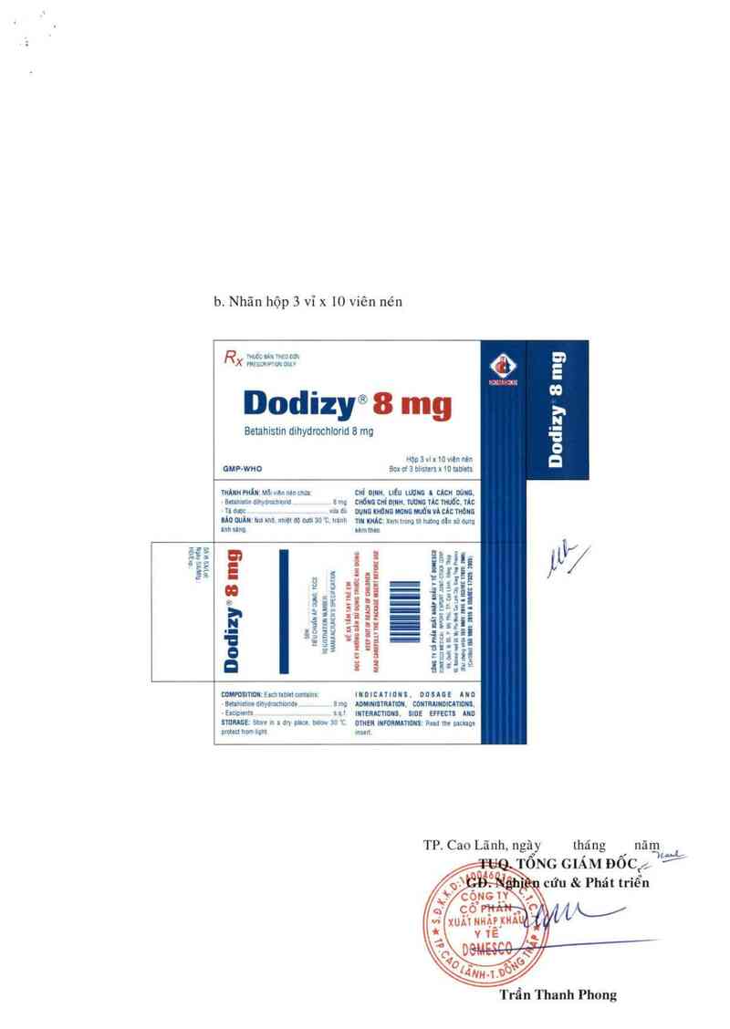 thông tin, cách dùng, giá thuốc Dodizy 8 mg - ảnh 1