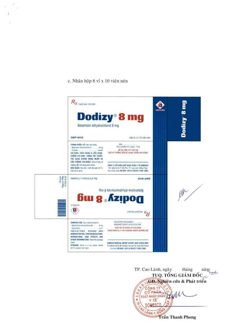thông tin, cách dùng, giá thuốc Dodizy 8 mg - ảnh 2