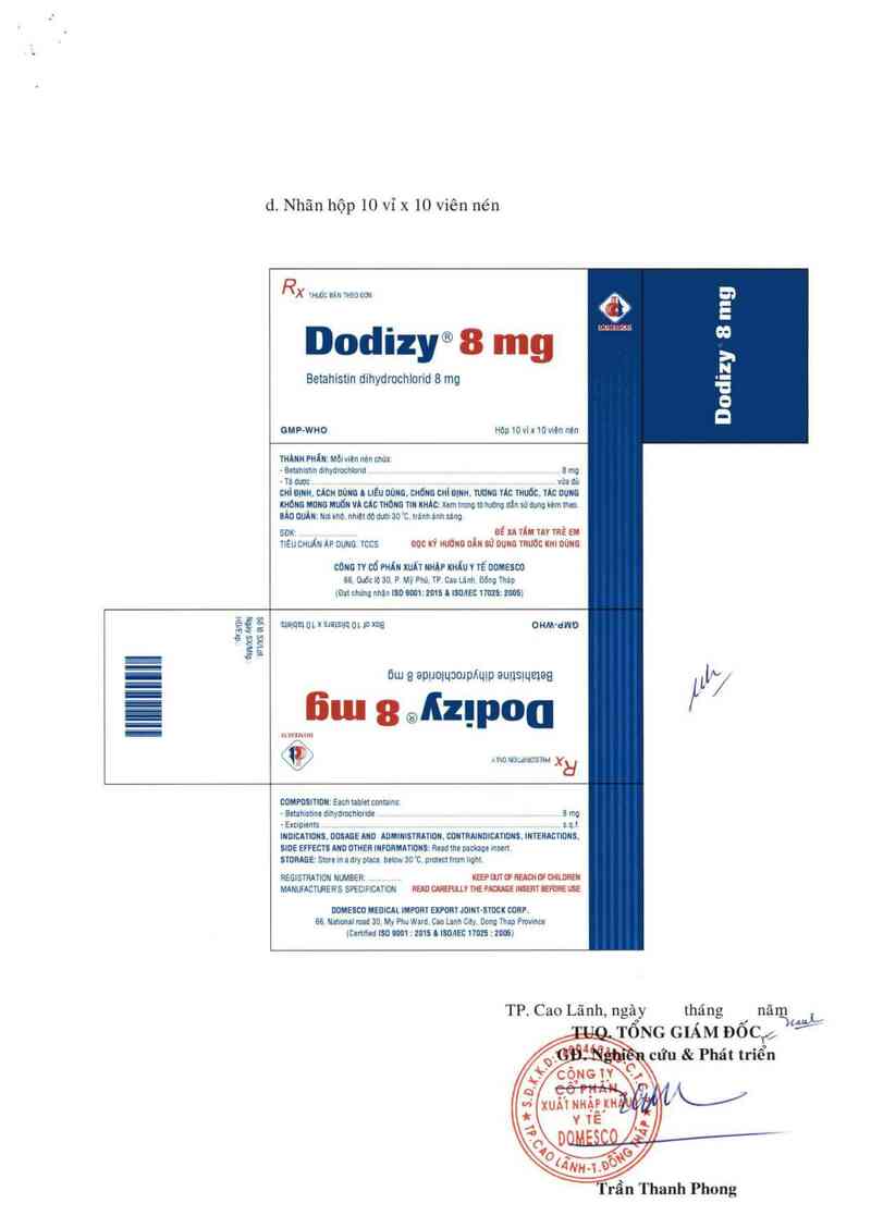 thông tin, cách dùng, giá thuốc Dodizy 8 mg - ảnh 3