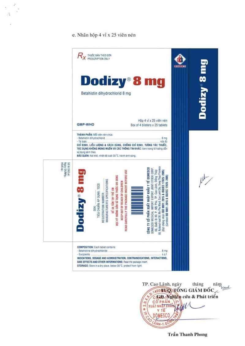 thông tin, cách dùng, giá thuốc Dodizy 8 mg - ảnh 4