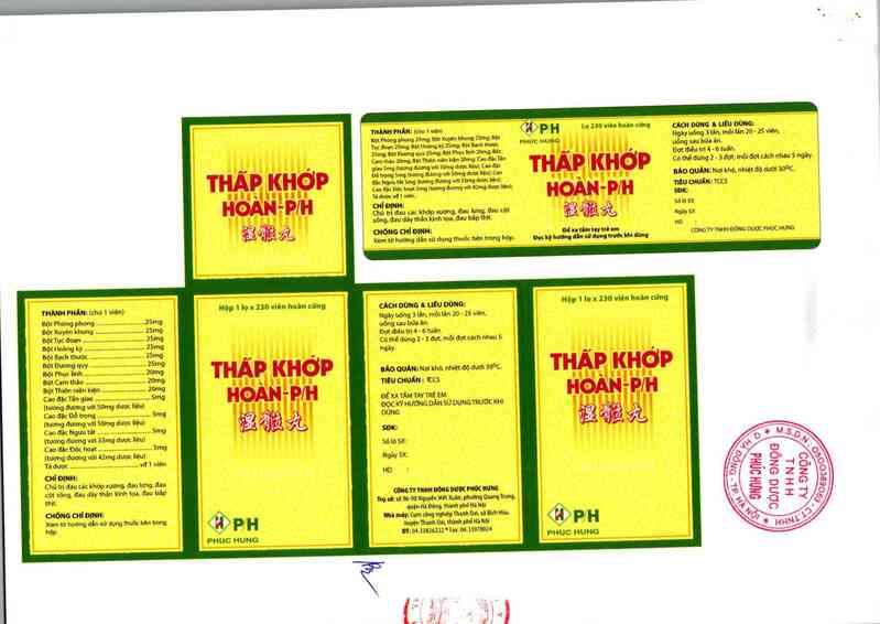 thông tin, cách dùng, giá thuốc Thấp khớp hoàn P/H - ảnh 1