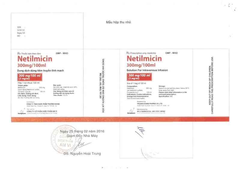 thông tin, cách dùng, giá thuốc Netilmicin 300 mg/100 ml - ảnh 1