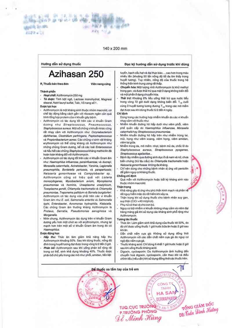 thông tin, cách dùng, giá thuốc Azihasan 250 - ảnh 2