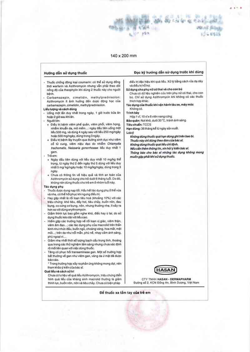 thông tin, cách dùng, giá thuốc Azihasan 250 - ảnh 3