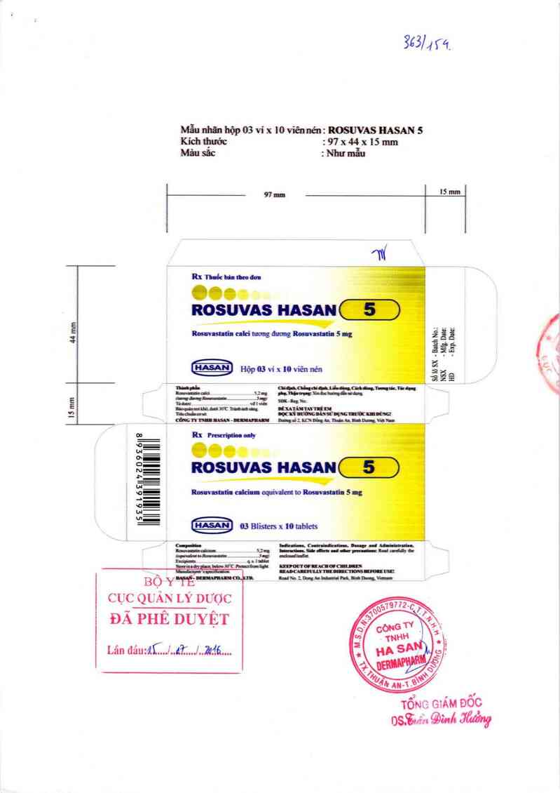 thông tin, cách dùng, giá thuốc Rosuvas Hasan 5 - ảnh 0