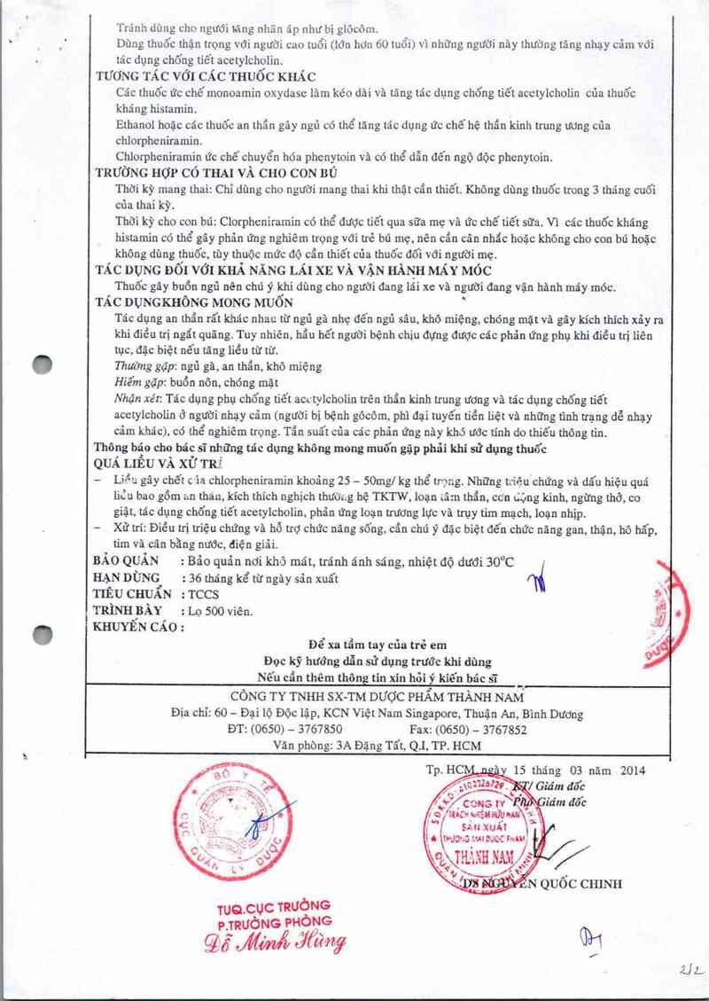 thông tin, cách dùng, giá thuốc Abochlorphe - ảnh 2