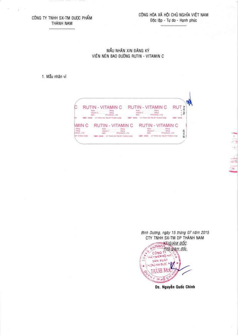thông tin, cách dùng, giá thuốc Rutin-Vitamin C - ảnh 1