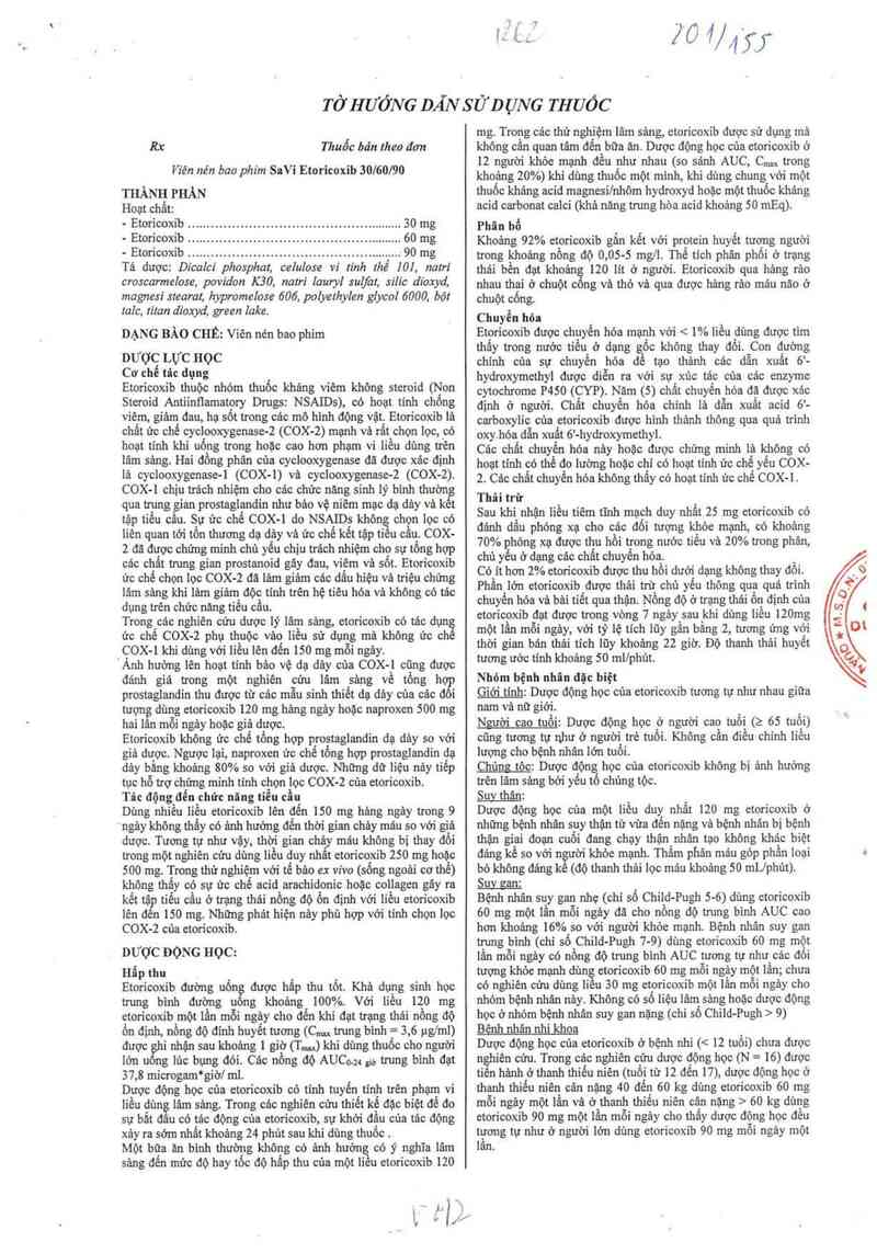 thông tin, cách dùng, giá thuốc SaVi Etoricoxib 30 - ảnh 2