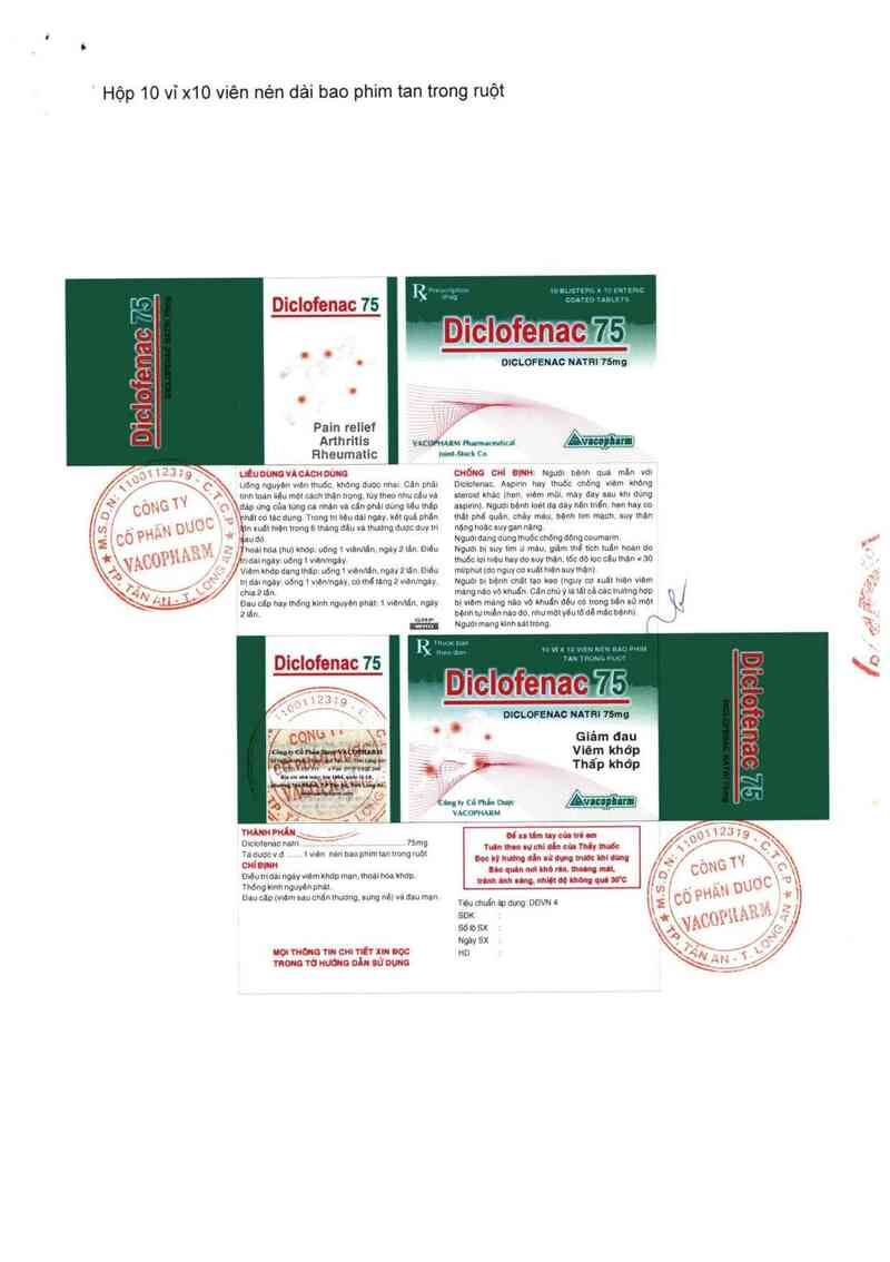 thông tin, cách dùng, giá thuốc Diclofenac 75 - ảnh 1