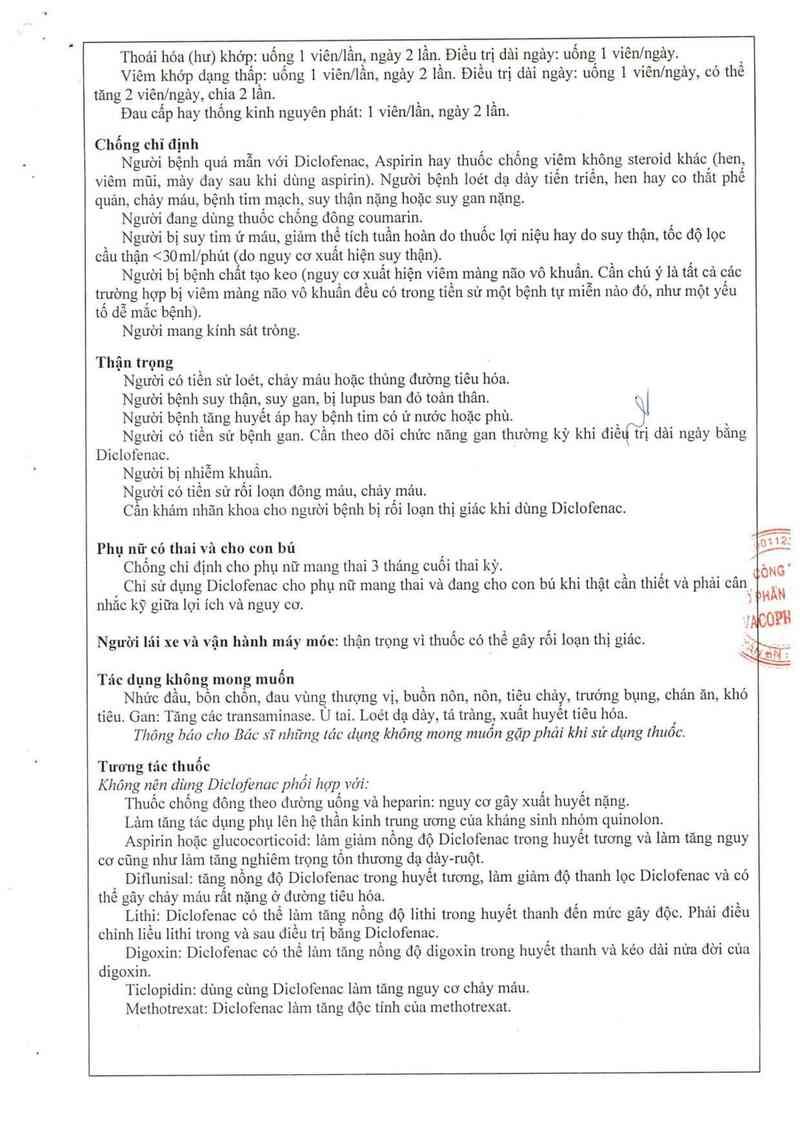 thông tin, cách dùng, giá thuốc Diclofenac 75 - ảnh 12