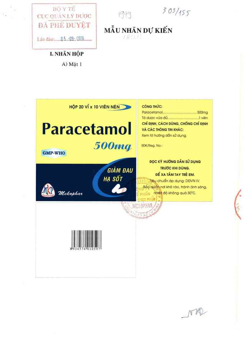 thông tin, cách dùng, giá thuốc Paracetamol 500mg - ảnh 0