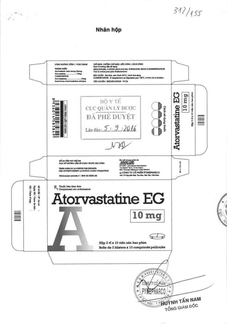 thông tin, cách dùng, giá thuốc Atorvastatine EG 10mg - ảnh 0