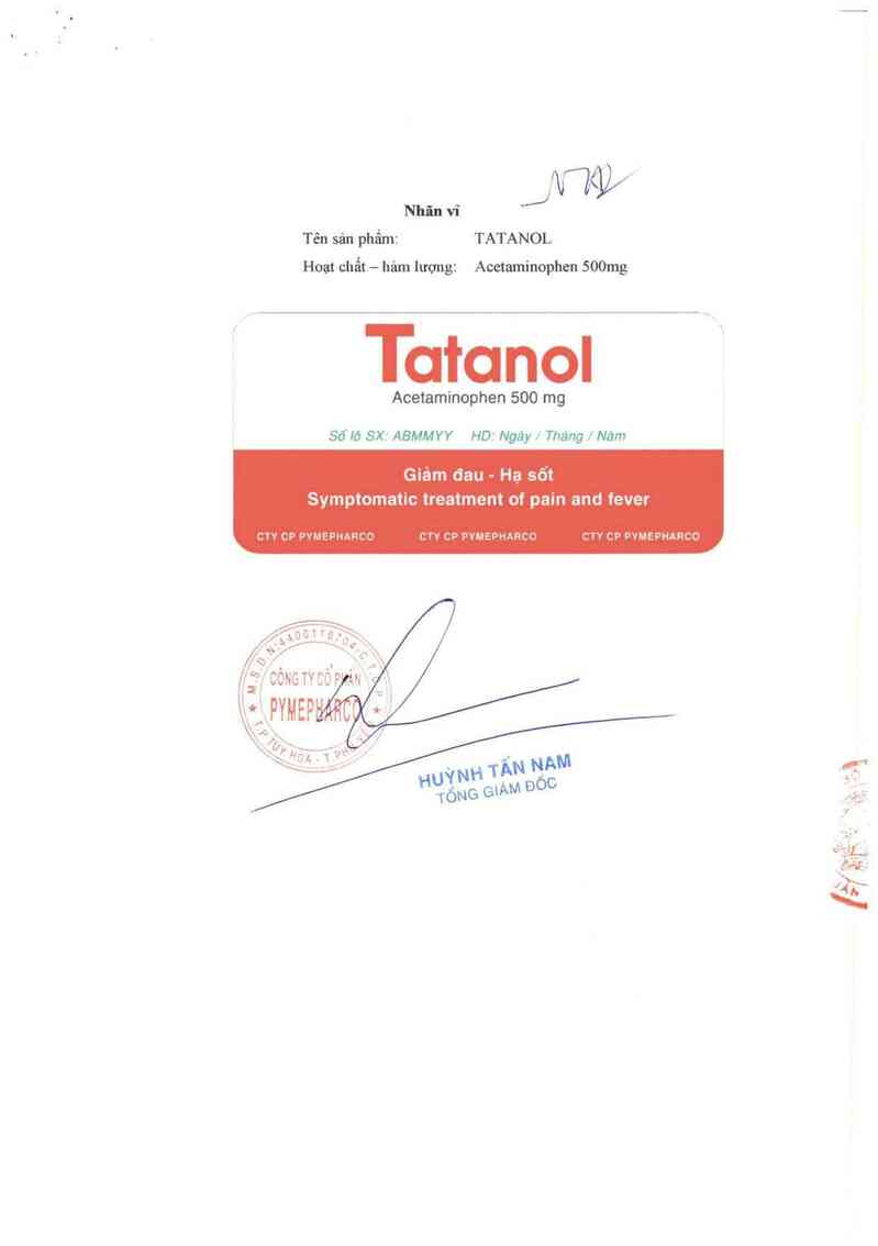 thông tin, cách dùng, giá thuốc Tatanol - ảnh 1