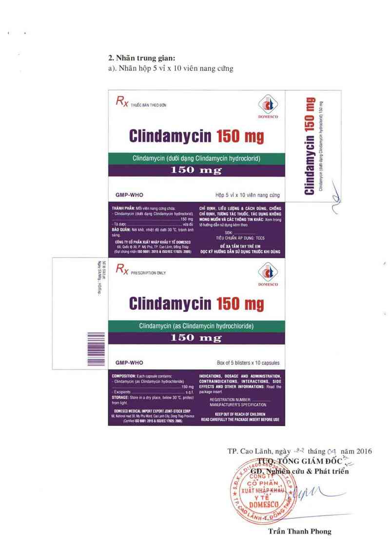 thông tin, cách dùng, giá thuốc Clindamycin 150 mg - ảnh 1