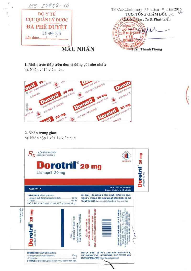 thông tin, cách dùng, giá thuốc Dorotril 20 mg - ảnh 0