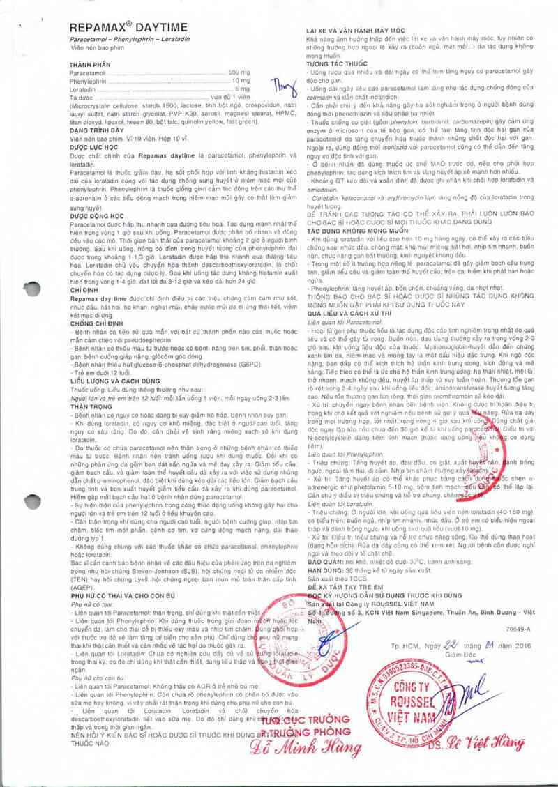 thông tin, cách dùng, giá thuốc Repamax daytime - ảnh 1
