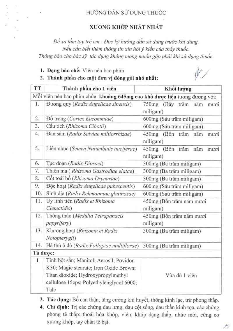 thông tin, cách dùng, giá thuốc Xương khớp nhất nhất - ảnh 6