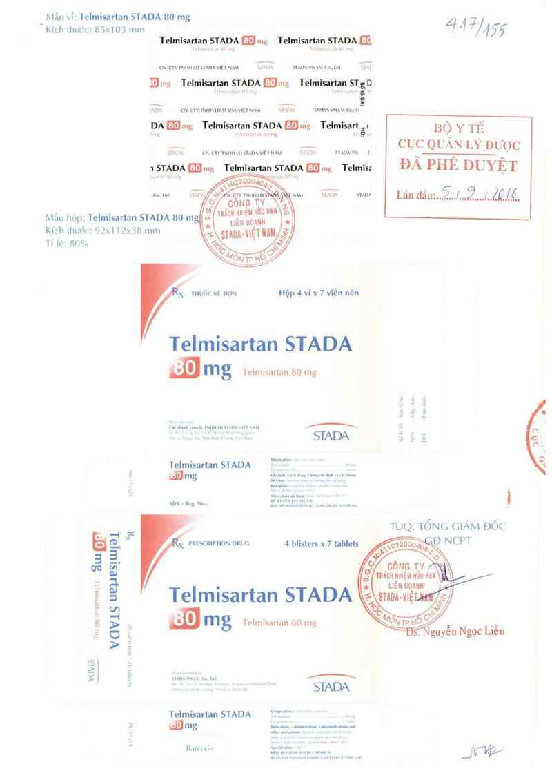 thông tin, cách dùng, giá thuốc Telmisartan Stada 80 mg - ảnh 0