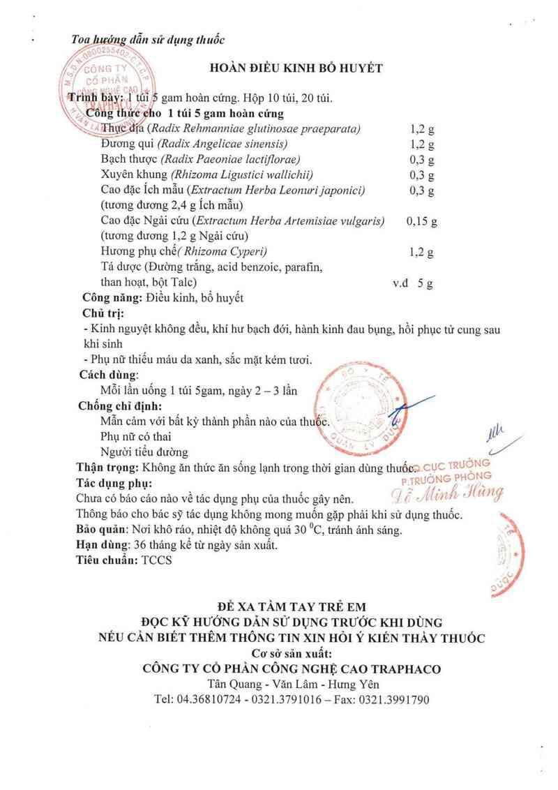 thông tin, cách dùng, giá thuốc Hoàn Điều kinh bổ huyết - ảnh 2