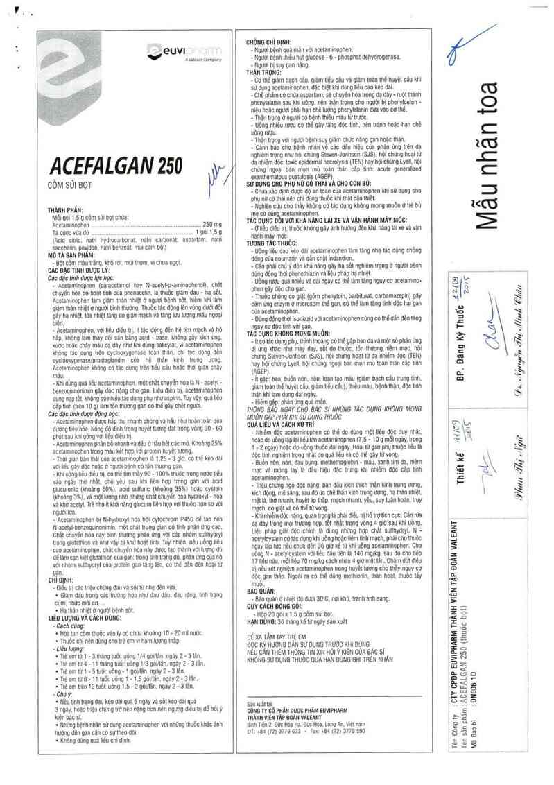 thông tin, cách dùng, giá thuốc Acefalgan 250 - ảnh 2