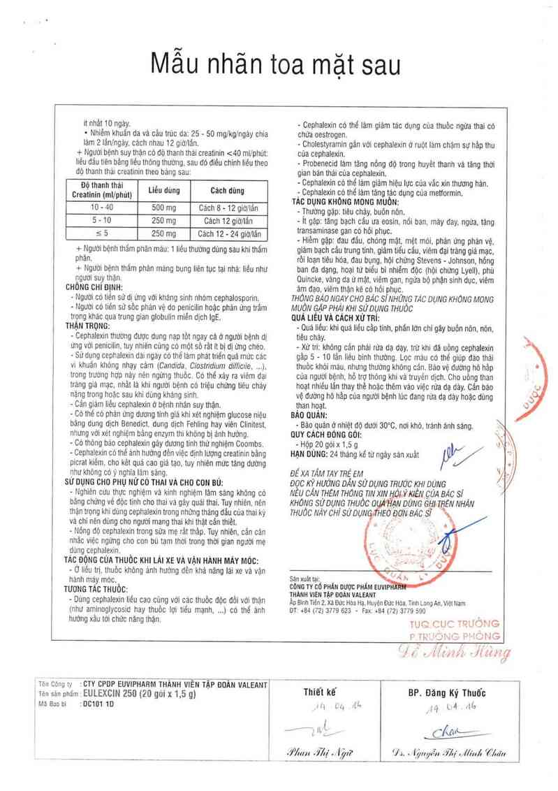 thông tin, cách dùng, giá thuốc Eulexcin 250 - ảnh 3
