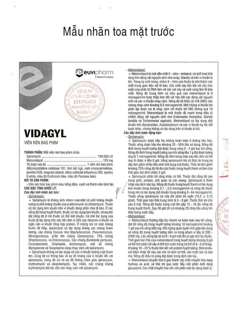 thông tin, cách dùng, giá thuốc Vidagyl - ảnh 2