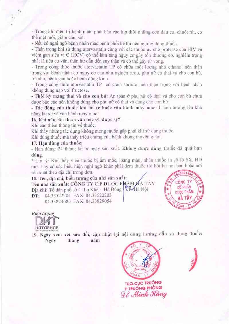 thông tin, cách dùng, giá thuốc Atorvastatin TP - ảnh 10
