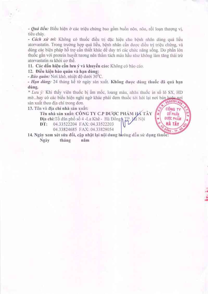 thông tin, cách dùng, giá thuốc Atorvastatin TP - ảnh 6