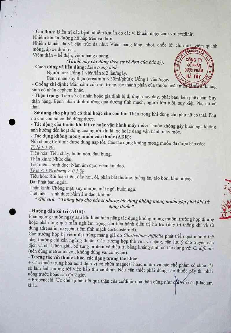 thông tin, cách dùng, giá thuốc Cefdina 300 - ảnh 2