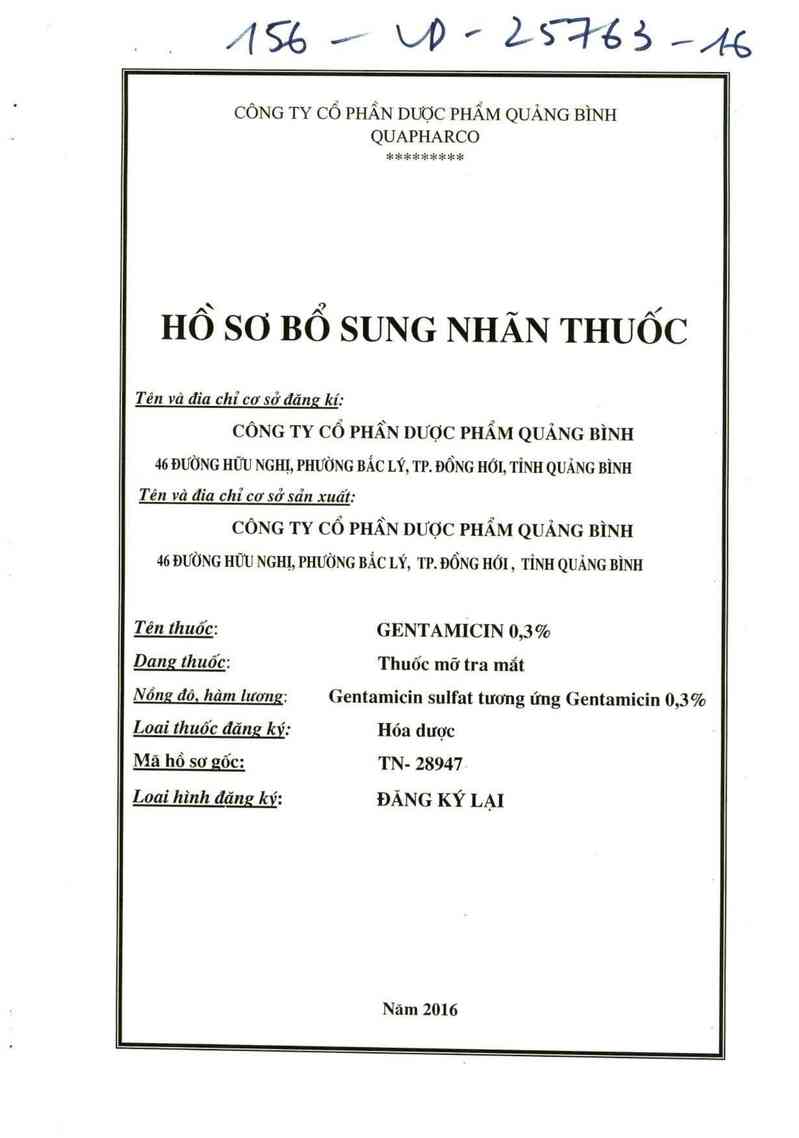 thông tin, cách dùng, giá thuốc Gentamicin 0,3% - ảnh 0