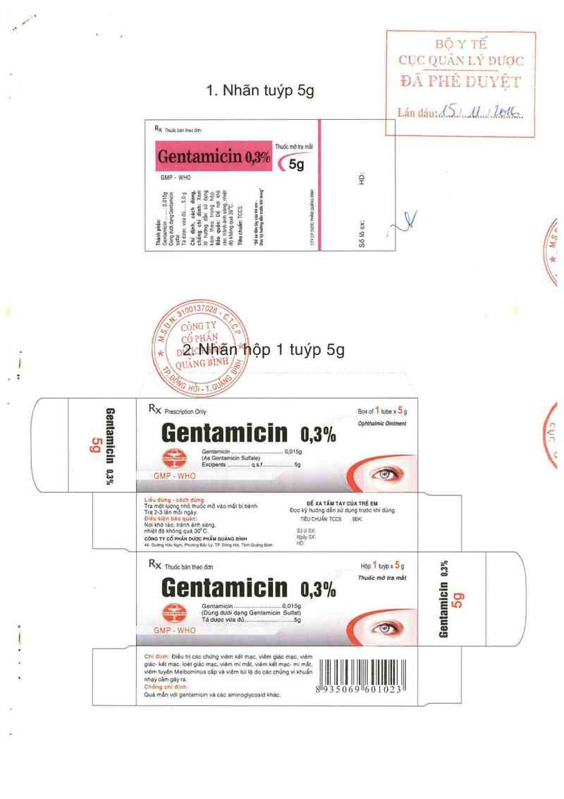 thông tin, cách dùng, giá thuốc Gentamicin 0,3% - ảnh 1