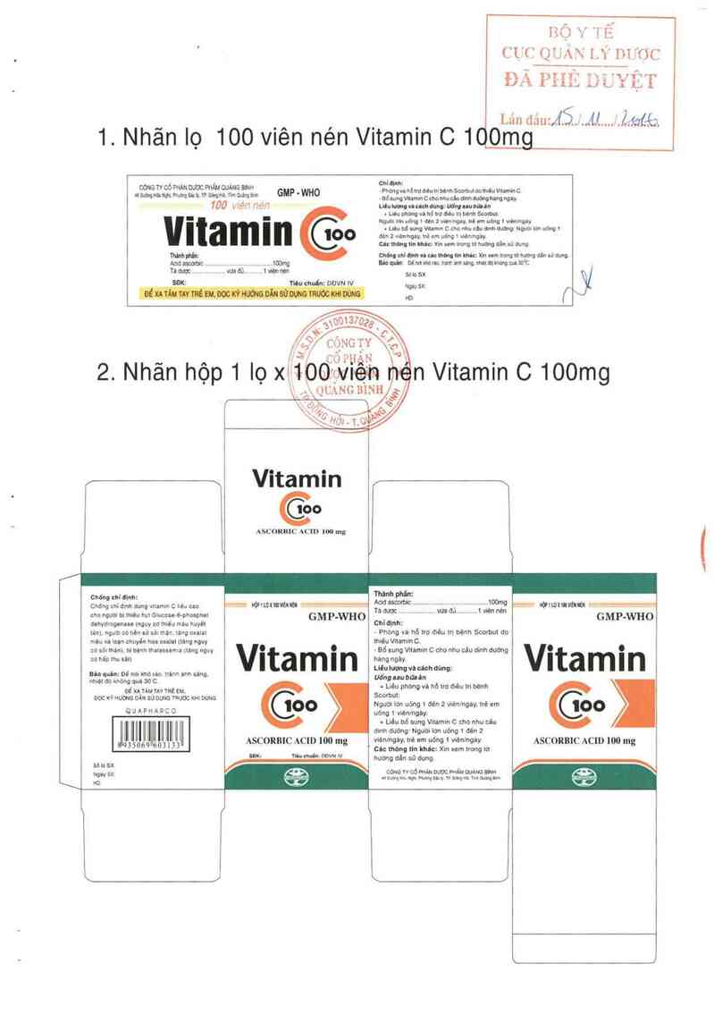 thông tin, cách dùng, giá thuốc Vitamin C 100 mg - ảnh 1