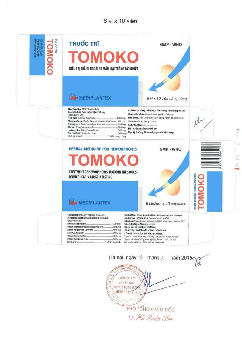 thông tin, cách dùng, giá thuốc Thuốc tiêu trĩ Tomoko - ảnh 1
