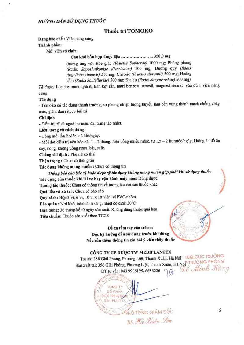 thông tin, cách dùng, giá thuốc Thuốc tiêu trĩ Tomoko - ảnh 3