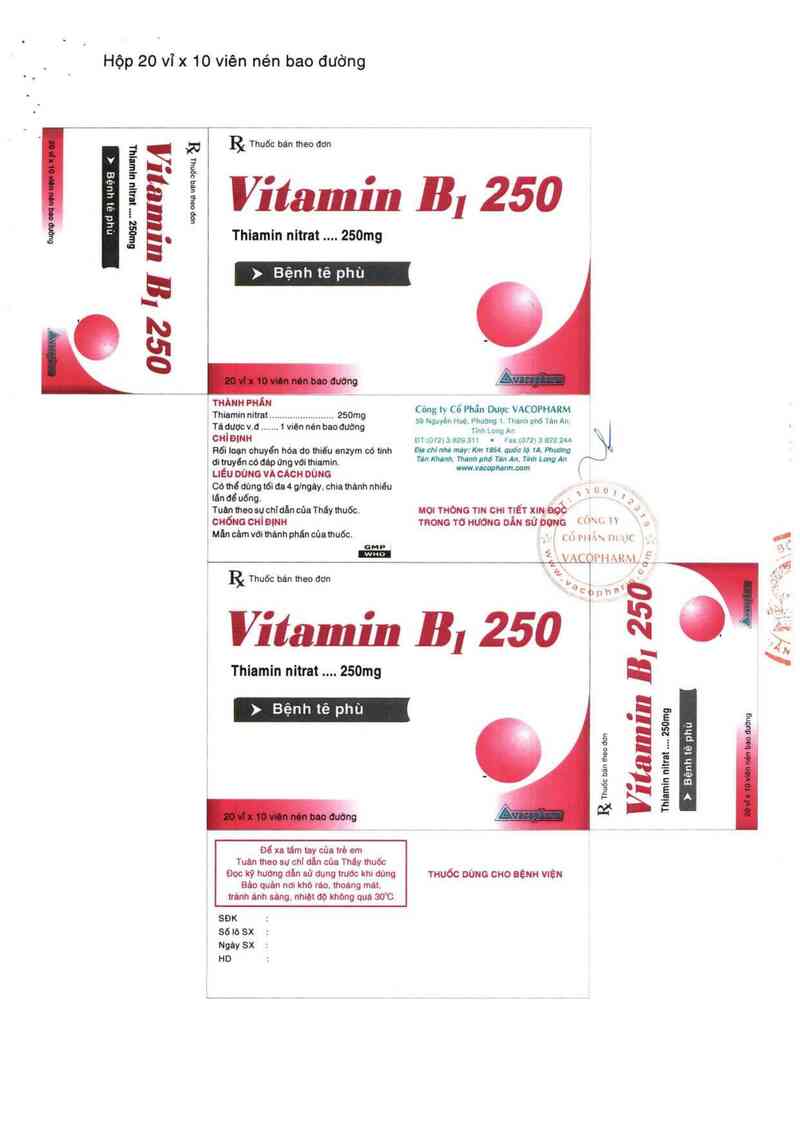 thông tin, cách dùng, giá thuốc Vitamin B1 250 - ảnh 1