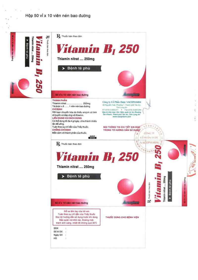 thông tin, cách dùng, giá thuốc Vitamin B1 250 - ảnh 2