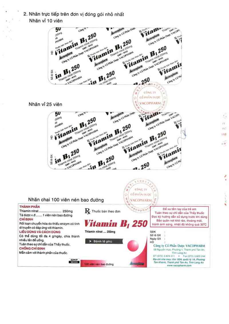 thông tin, cách dùng, giá thuốc Vitamin B1 250 - ảnh 8