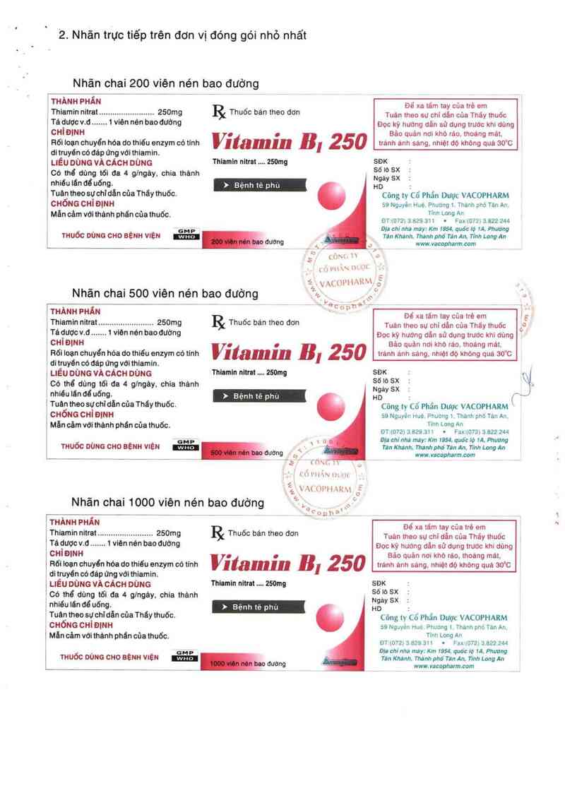 thông tin, cách dùng, giá thuốc Vitamin B1 250 - ảnh 9
