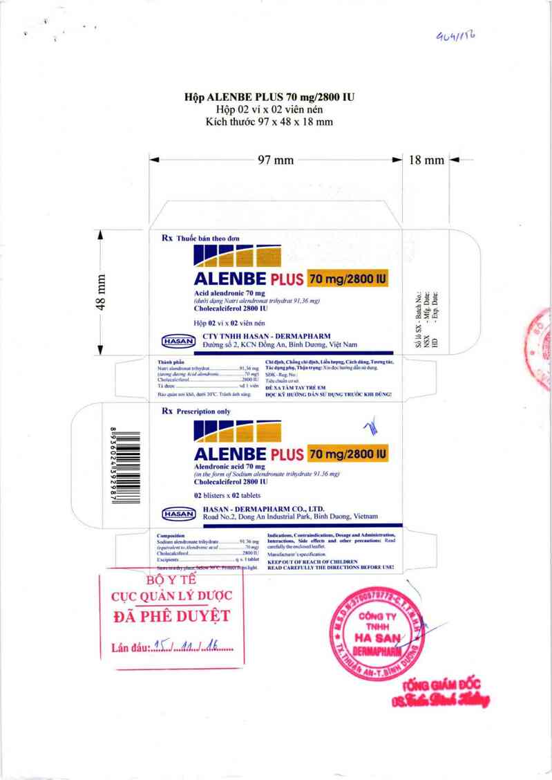 thông tin, cách dùng, giá thuốc Alenbe Plus 70mg/2800 IU - ảnh 0
