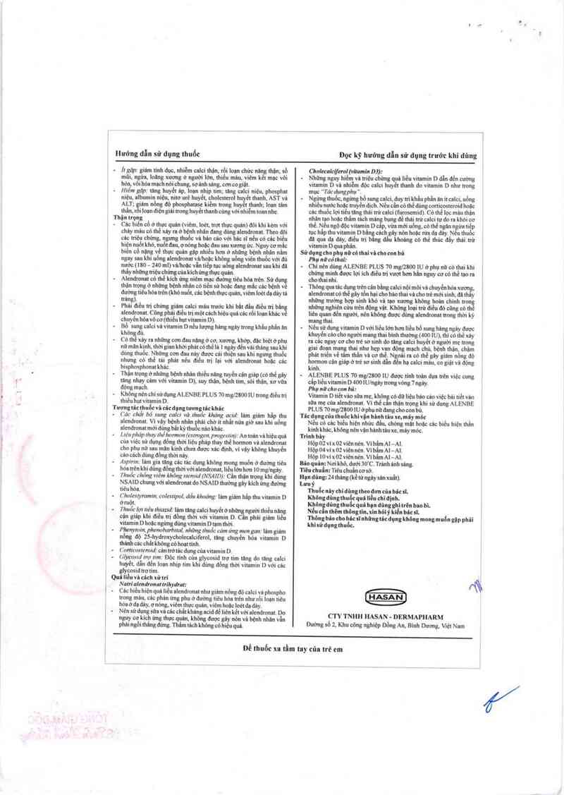 thông tin, cách dùng, giá thuốc Alenbe Plus 70mg/2800 IU - ảnh 7