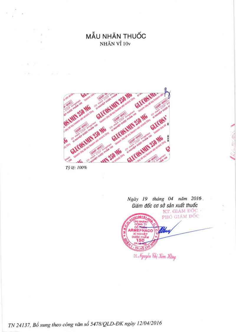 thông tin, cách dùng, giá thuốc Glucosamin 250 mg - ảnh 1