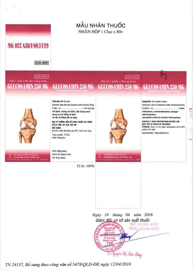 thông tin, cách dùng, giá thuốc Glucosamin 250 mg - ảnh 2