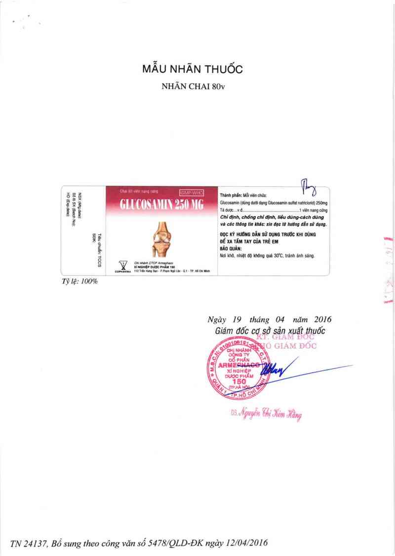 thông tin, cách dùng, giá thuốc Glucosamin 250 mg - ảnh 3