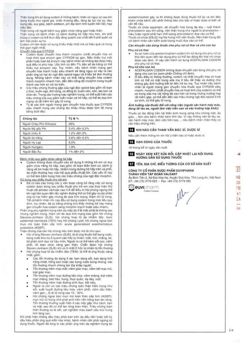 thông tin, cách dùng, giá thuốc Acefalgan Codein - ảnh 3